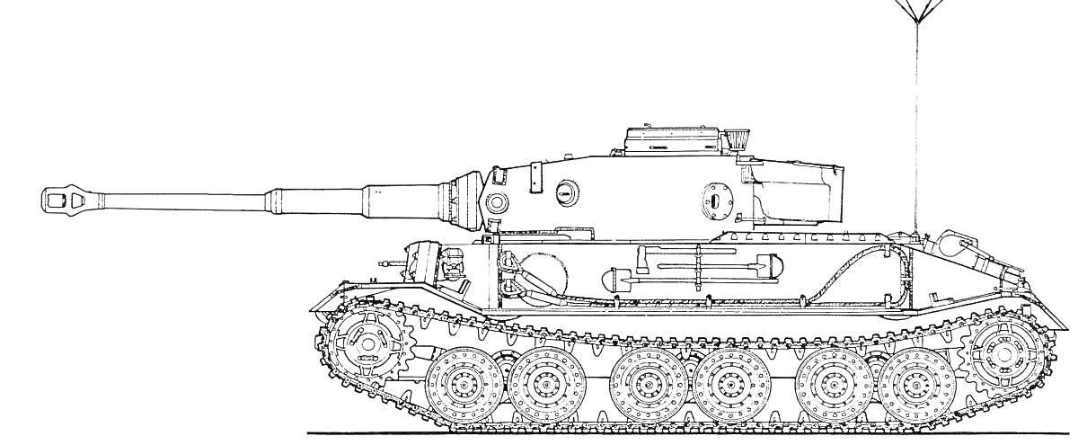 На раскраске изображено: Танк, Су-152, Гусеницы, Длинное орудие, Военная техника