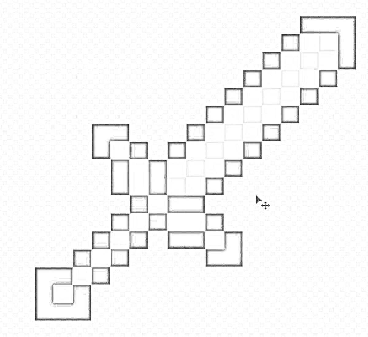 Раскраска меч из майнкрафт, раскрашивание по клеточкам