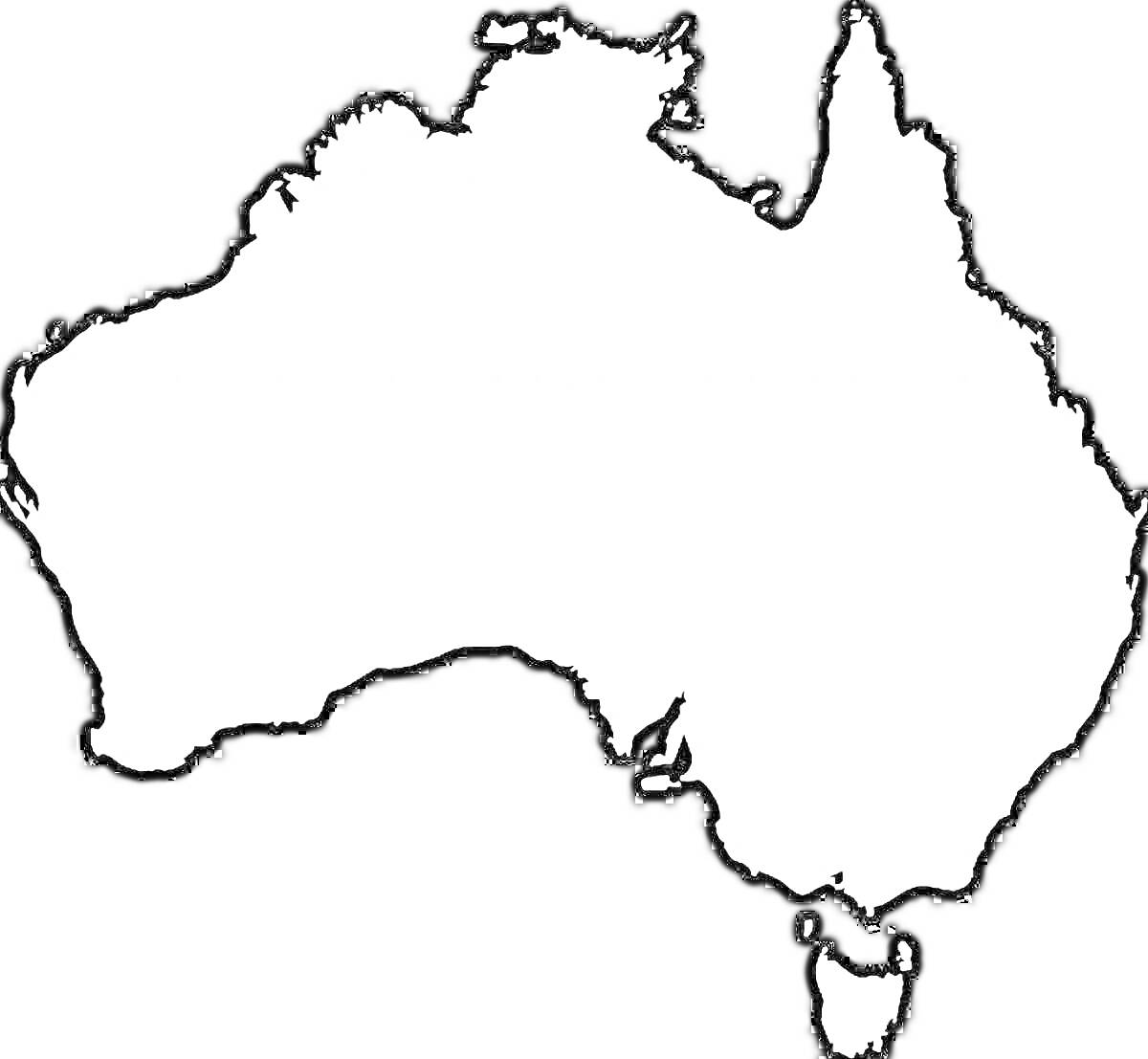 На раскраске изображено: Австралия, Карта, География, Материк