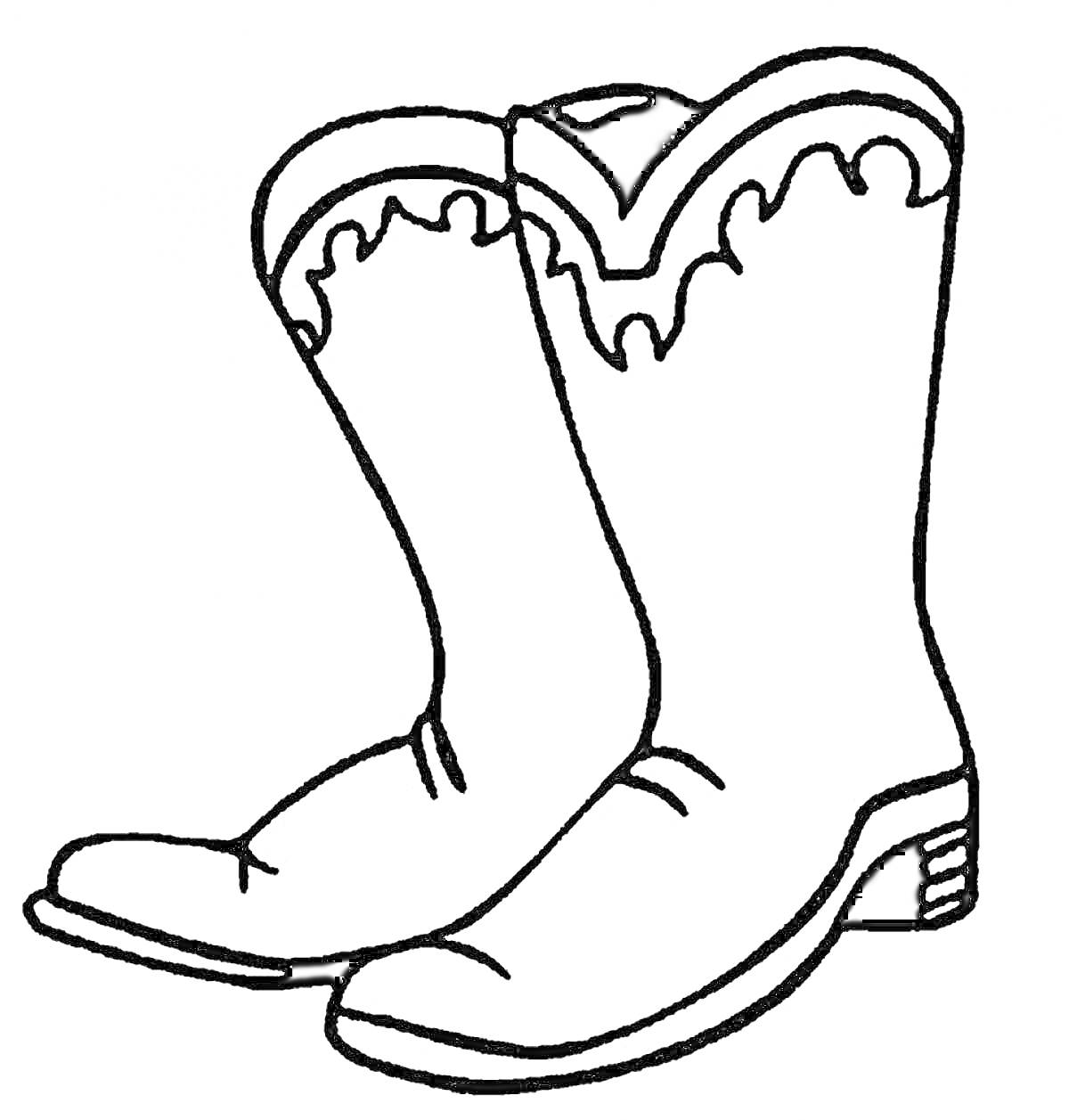 На раскраске изображено: Ковбойские сапоги, Обувь, Сапоги, Узоры, Ковбои