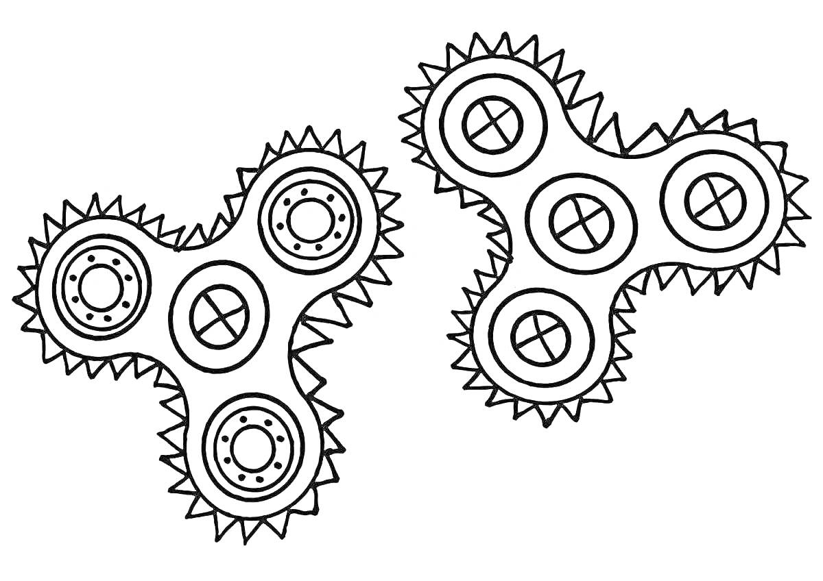 На раскраске изображено: Шестерни, Шипы, Круги, Механизмы