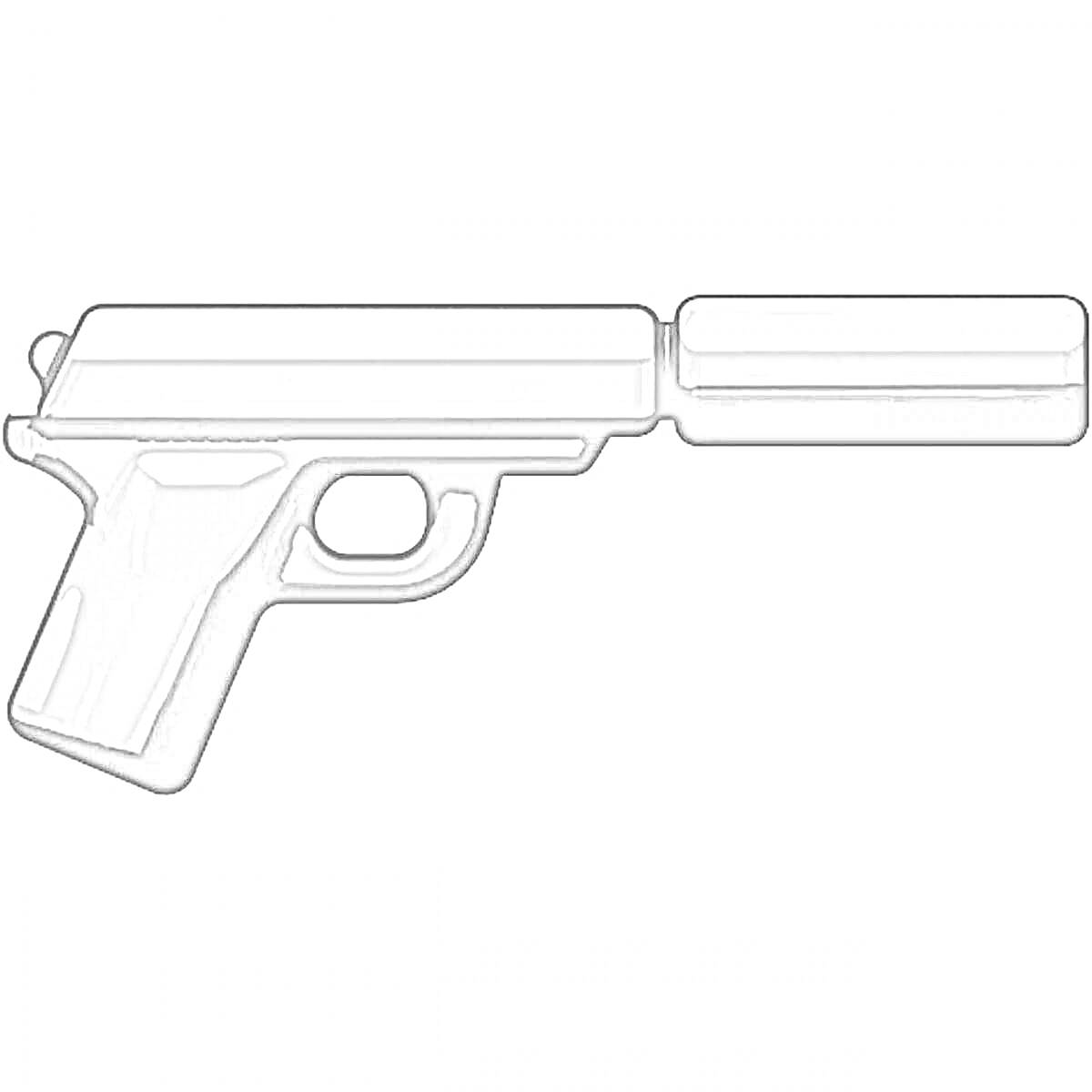 На раскраске изображено: ЮСП, Пистолет, Глушитель, Оружие, Игра, Standoff 2