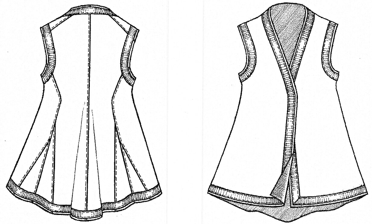 Раскраска Камзол без рукавов, вид сзади и спереди