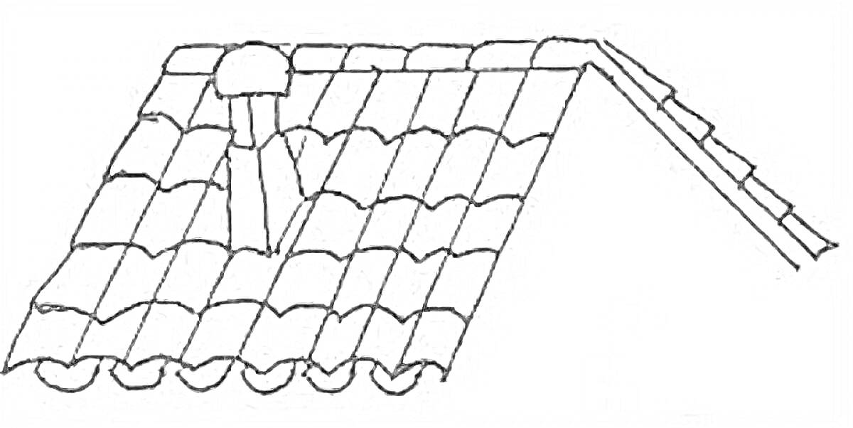 На раскраске изображено: Крыша, Черепица, Дымоход, Дом, Архитектура