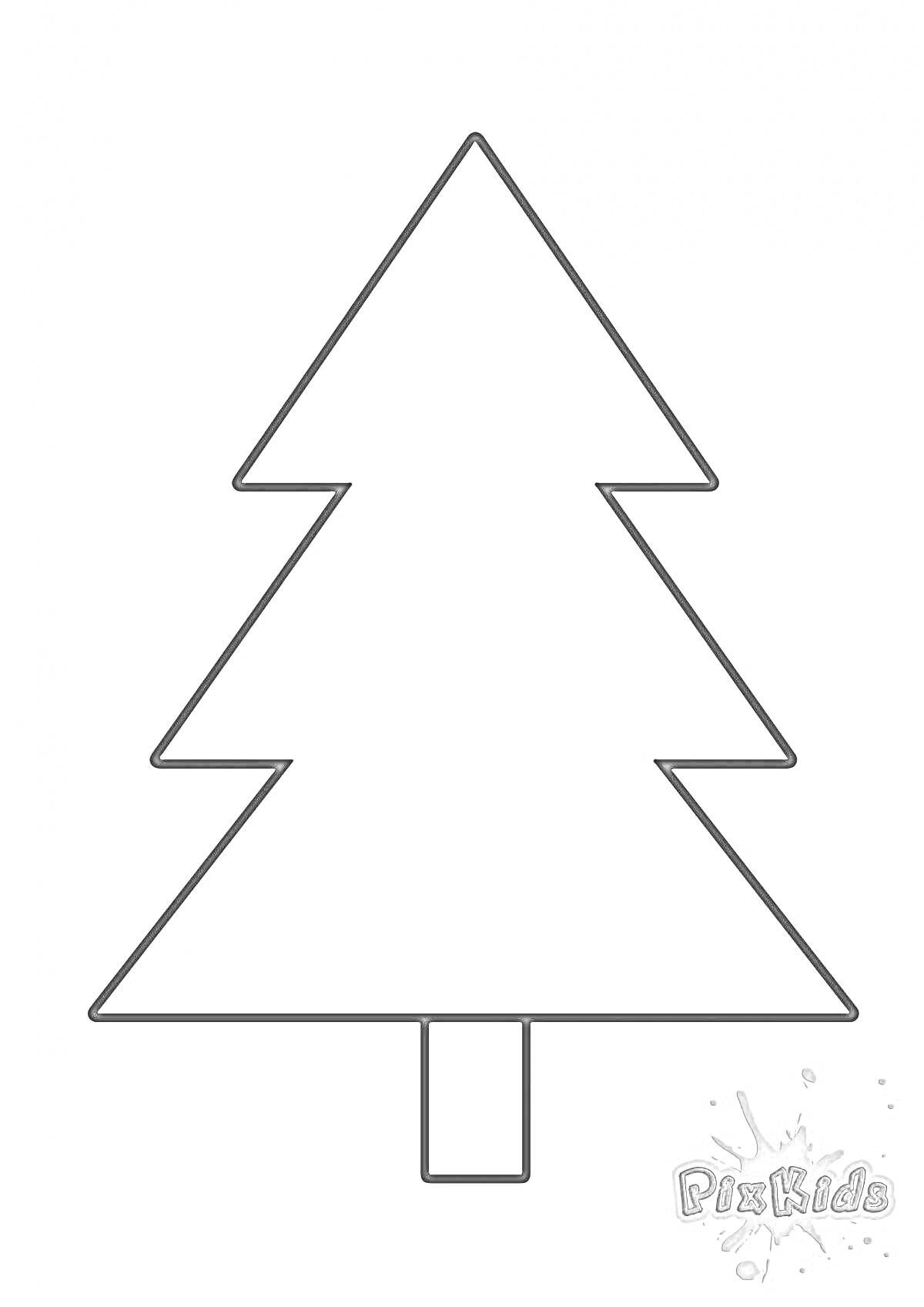 На раскраске изображено: Новогодняя елка, Простой дизайн