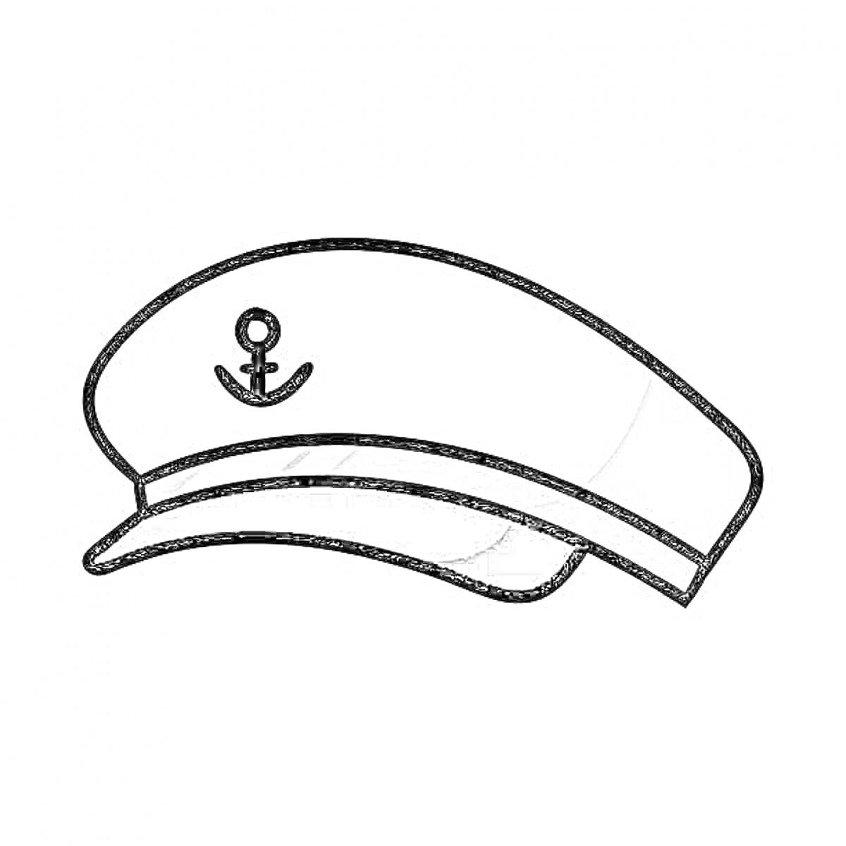 На раскраске изображено: Фуражка, Морская, Белая, Черная, Мореплавание, Капитан, Форма