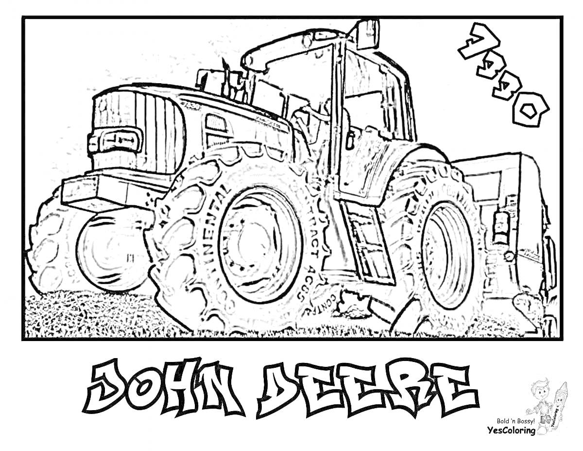 Раскраска Трактор John Deere 7330