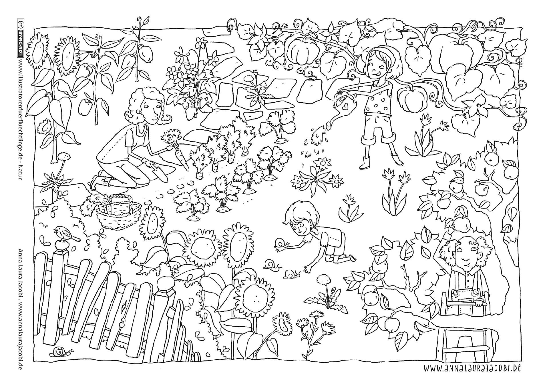 Раскраска Дети в саду