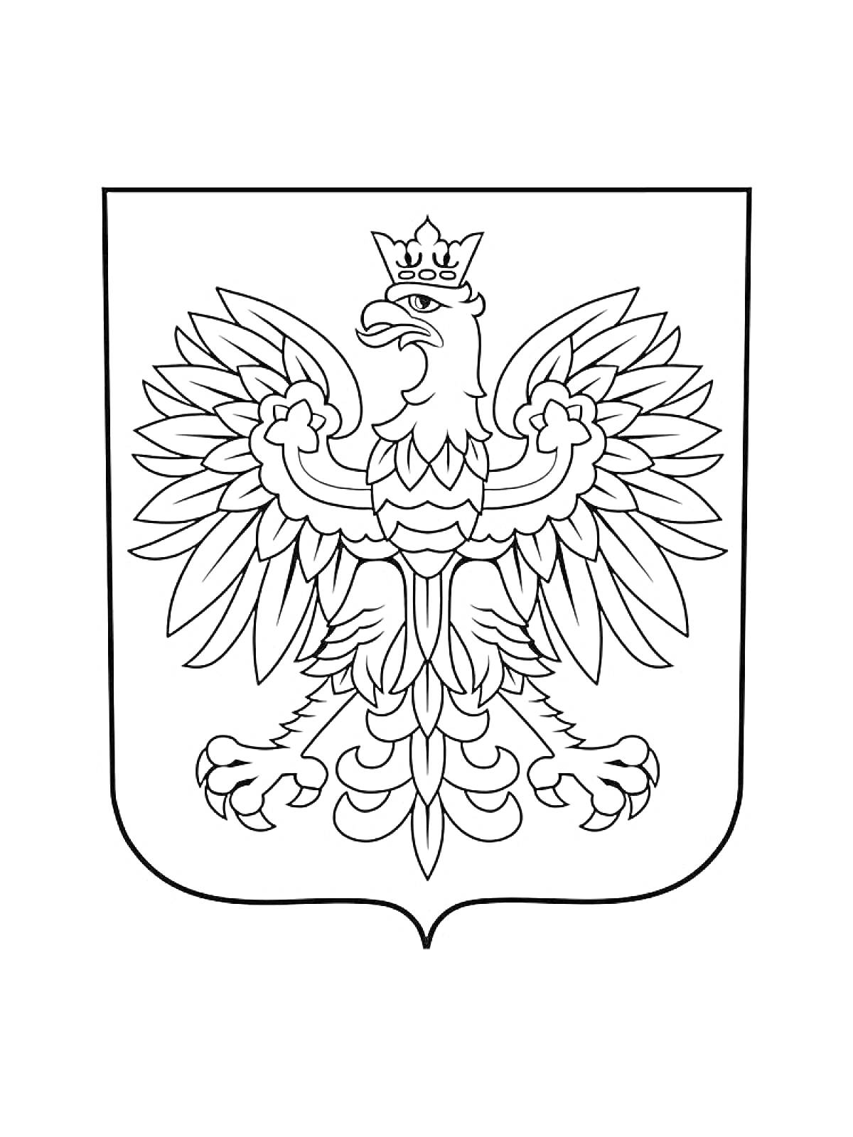 Герб с изображением орла в короне с распростертыми крыльями