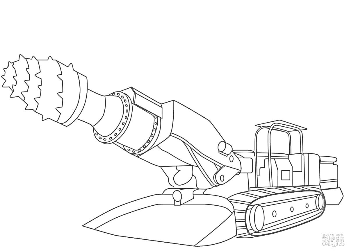 Раскраска буровая машина с гусеницами и наконечником-буром