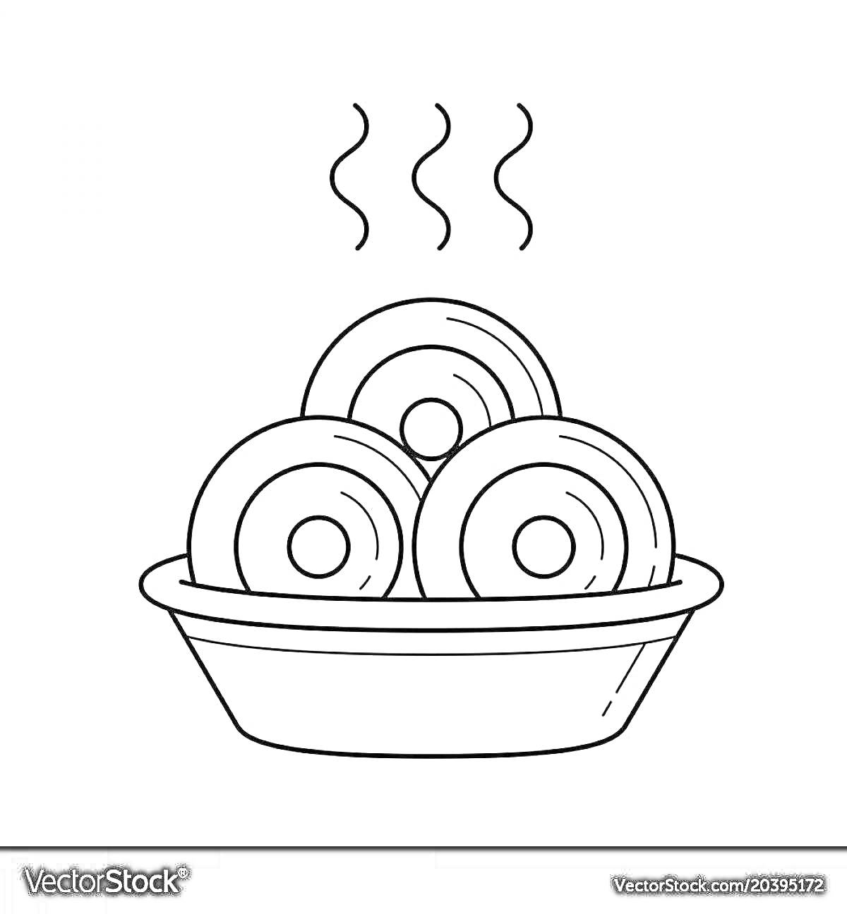 Раскраска Вареники в тарелке с паром