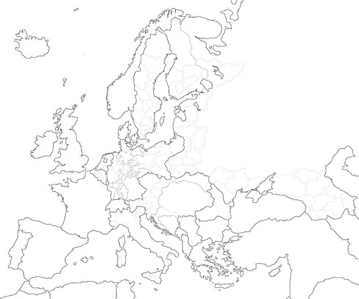 На раскраске изображено: Карта, Европа, Первая мировая война, Границы стран, Контурная карта, Историческая карта, Без цветов