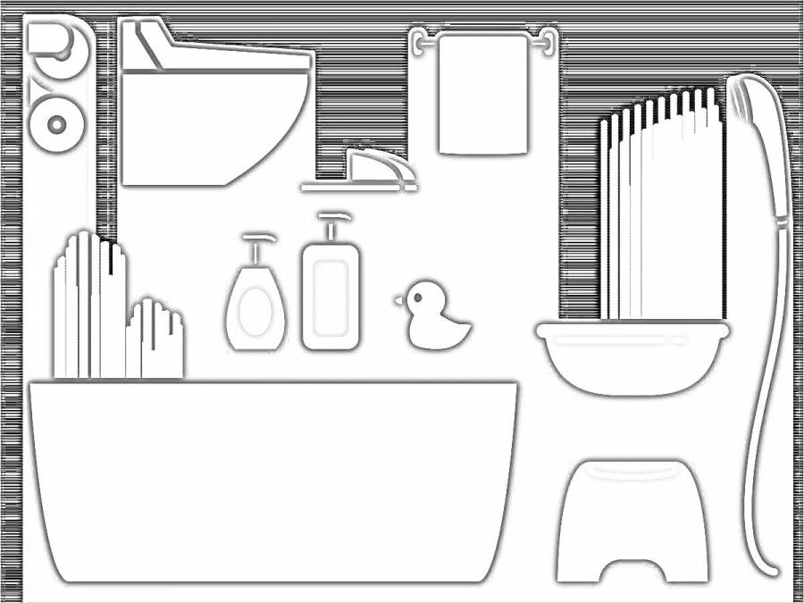 Раскраска ванная комната для кукол
