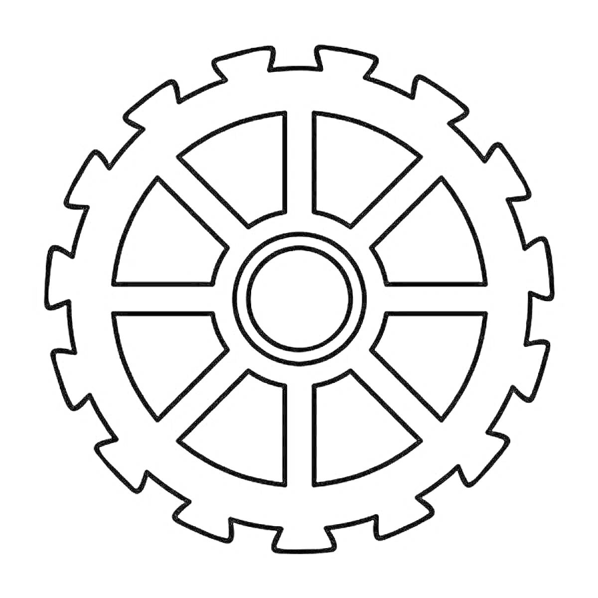 На раскраске изображено: Зубцы, Механика, Техника