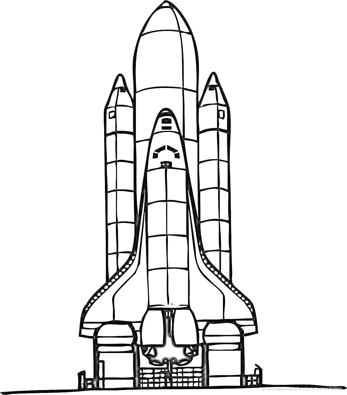 Раскраска Космический шаттл на старте