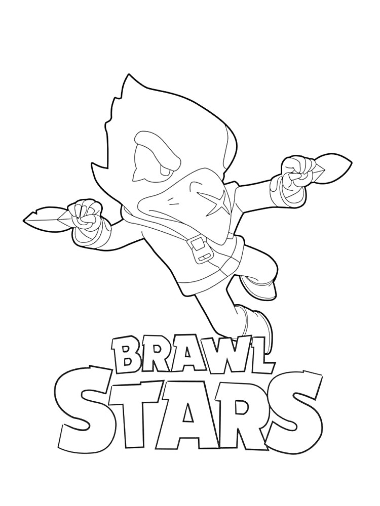 Ворон из Браво Старс, прыгающий с кинжалами, логотип игры внизу