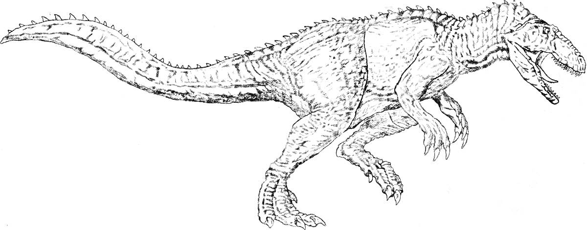 Раскраска Гигантозавр в движении