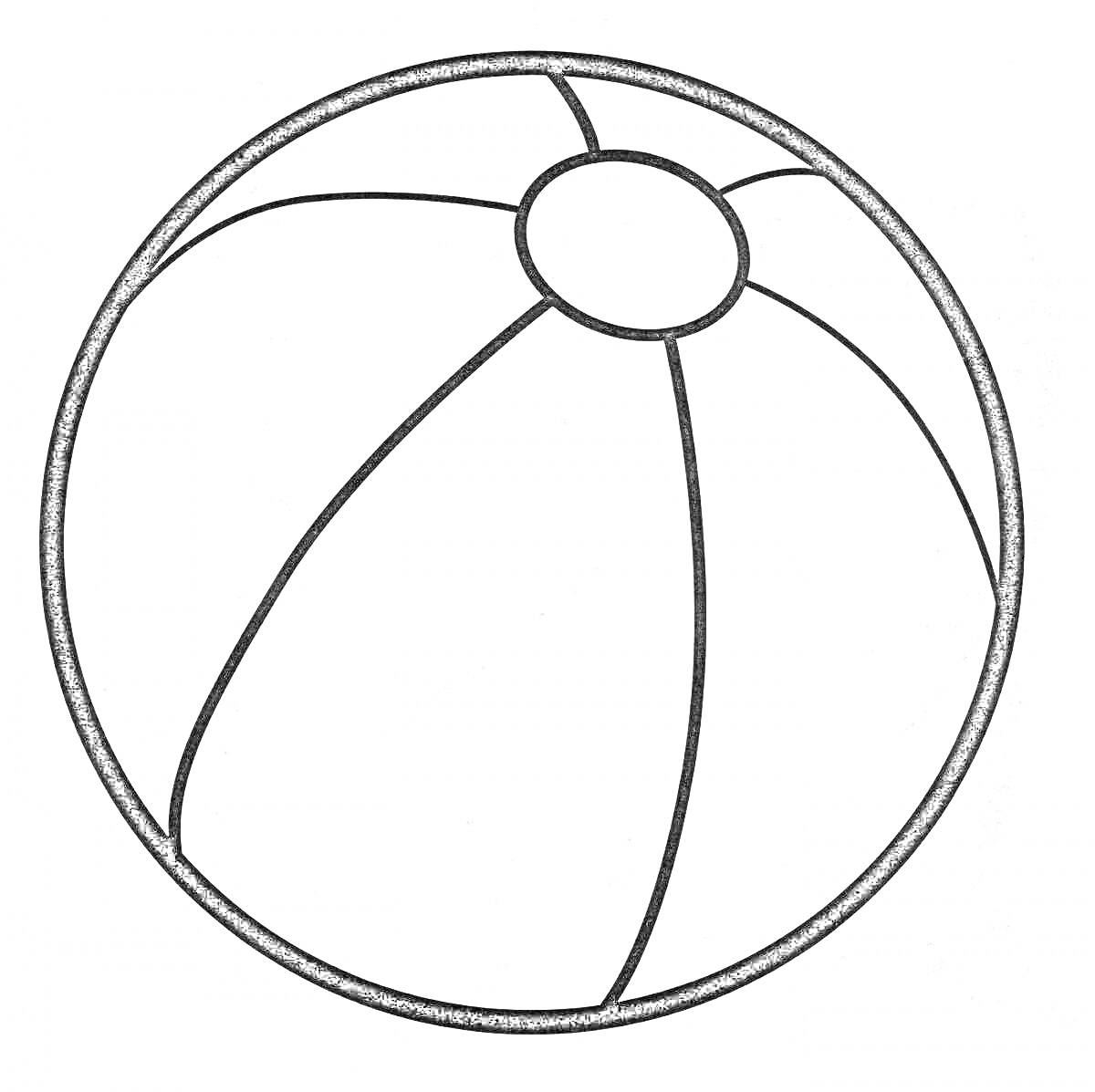 На раскраске изображено: Пляжный мяч, Спорт, 4-5 лет, Сегменты, Круглый объект