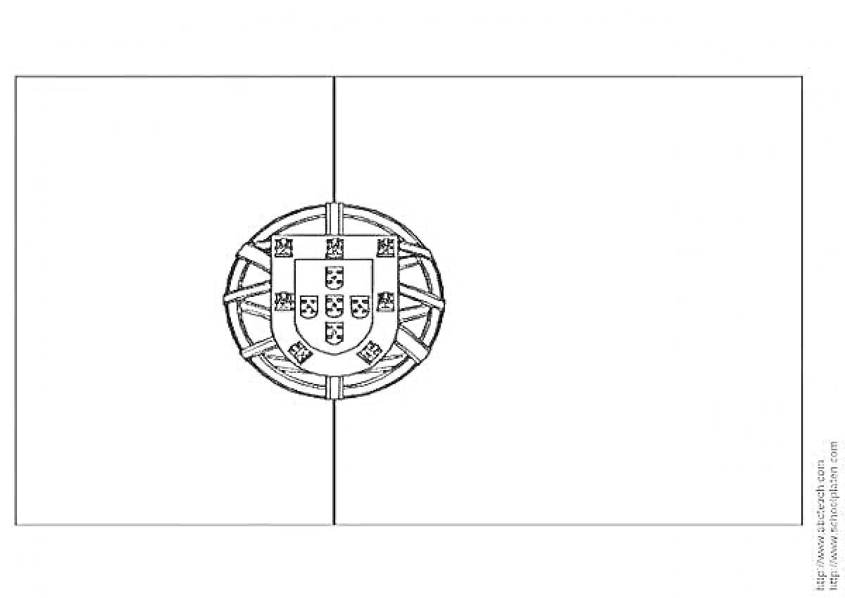 На раскраске изображено: Португалия, Флаг, Символика, Школа