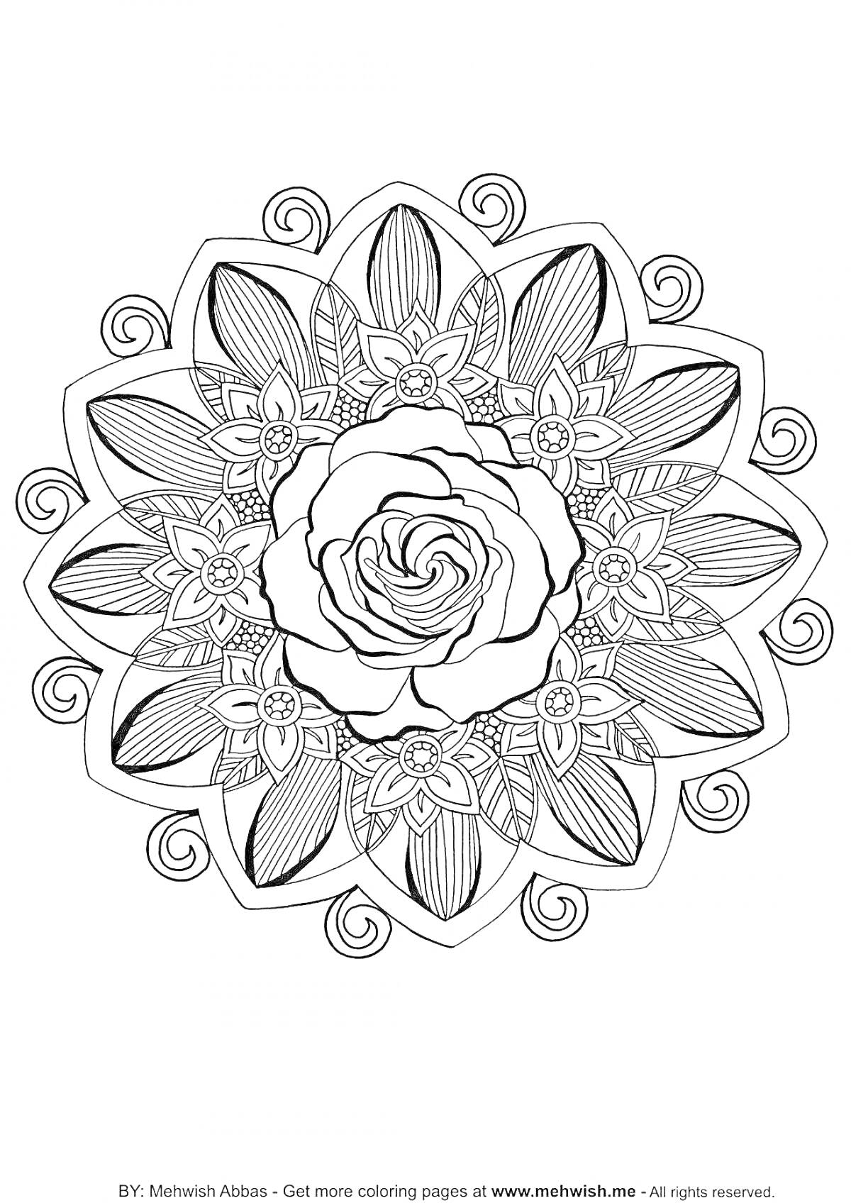 На раскраске изображено: Антистресс, Цветы, Орнамент, Узоры, Расслабление