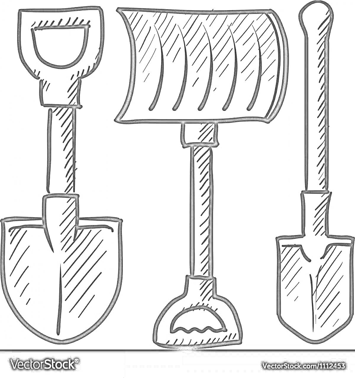 Раскраска Лопатка, совковая лопата и садовая лопатка