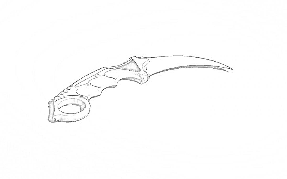 На раскраске изображено: Керамбит, Нож, Кольцо, Оружие, Рукава