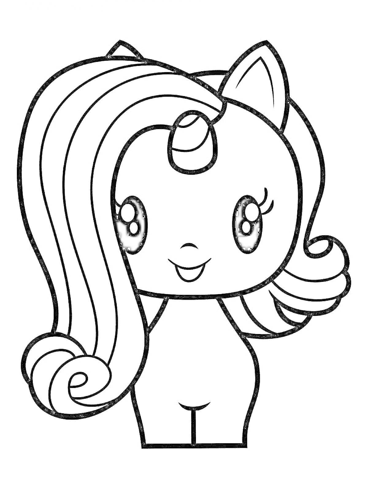 Раскраска Старлайт Глиммер с длинной гривой и рогом, крупный план