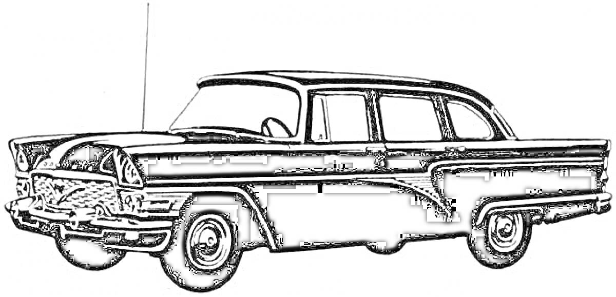 Раскраска Черно-белая раскраска ретро автомобиля 