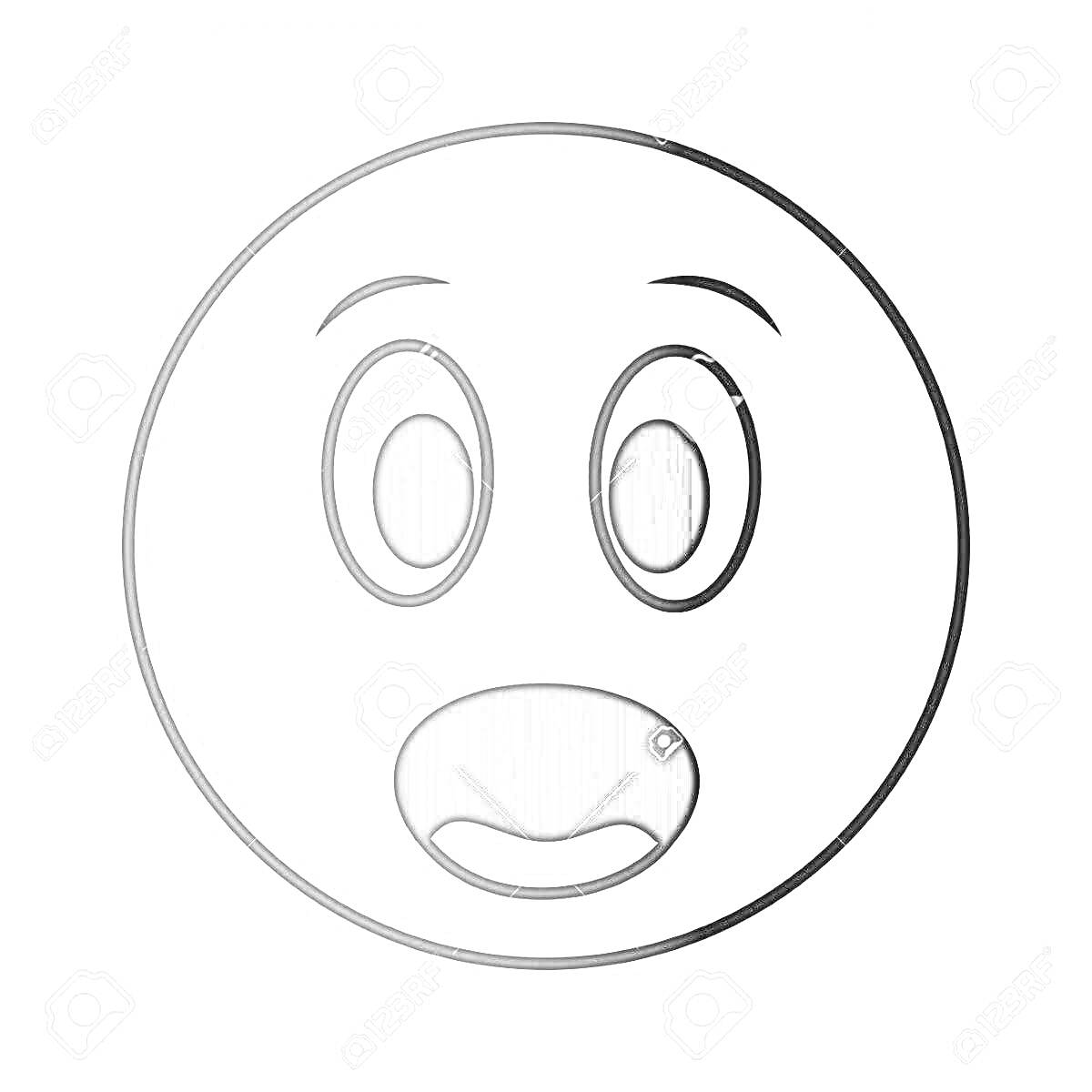 На раскраске изображено: Удивление, Глаза, Рот, Лицо