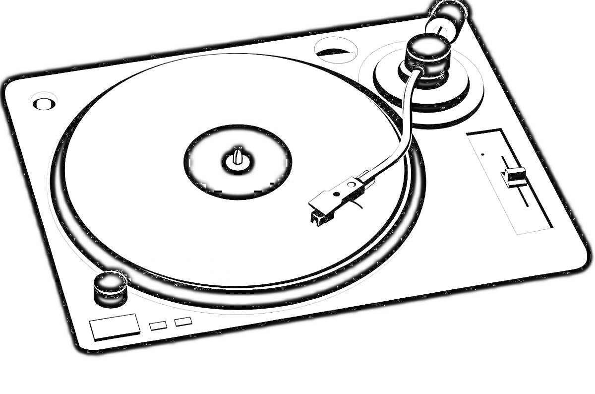 Раскраска Виниловый проигрыватель с пластинкой и тонармом