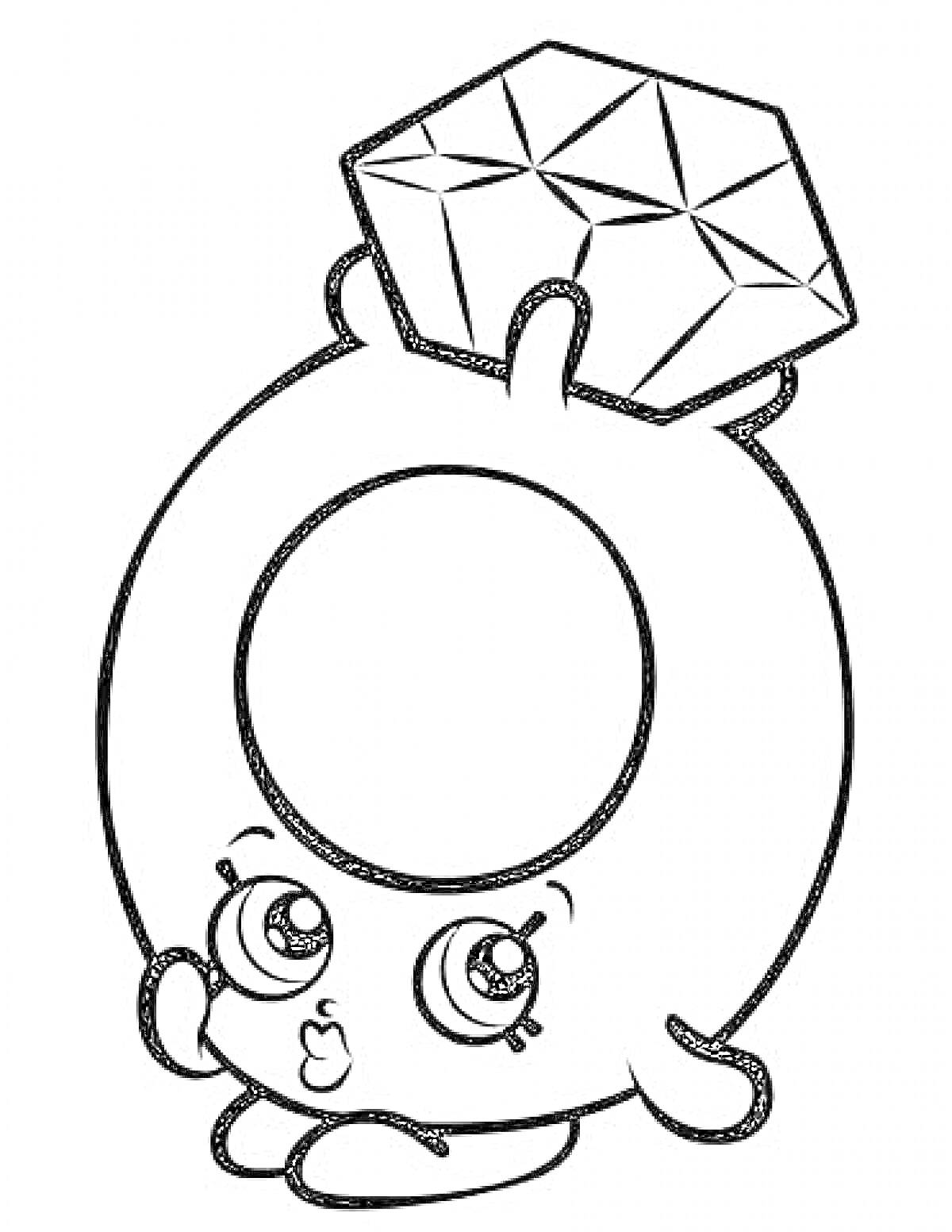 Раскраска Раскраска с алмазом в виде персонажа с большими глазами и милым лицом