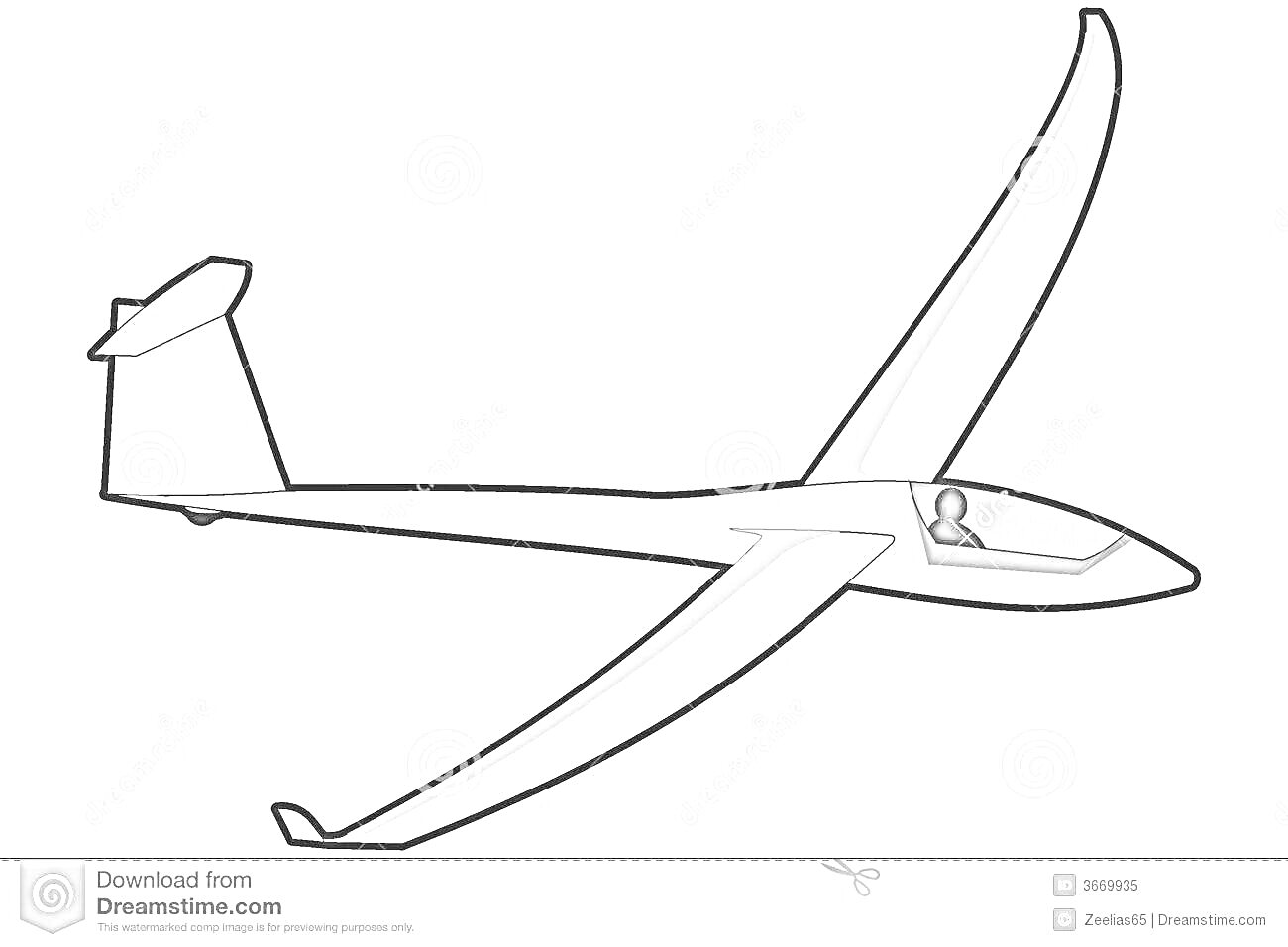 Раскраска Планер с пилотом в кабине