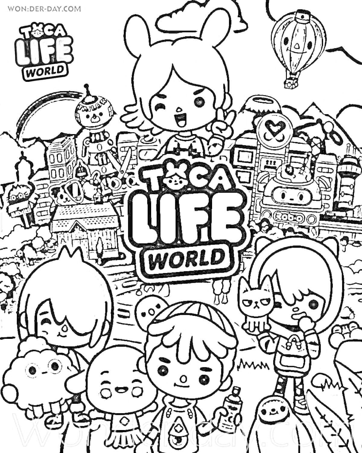 На раскраске изображено: Toca Life World, Мультипликация