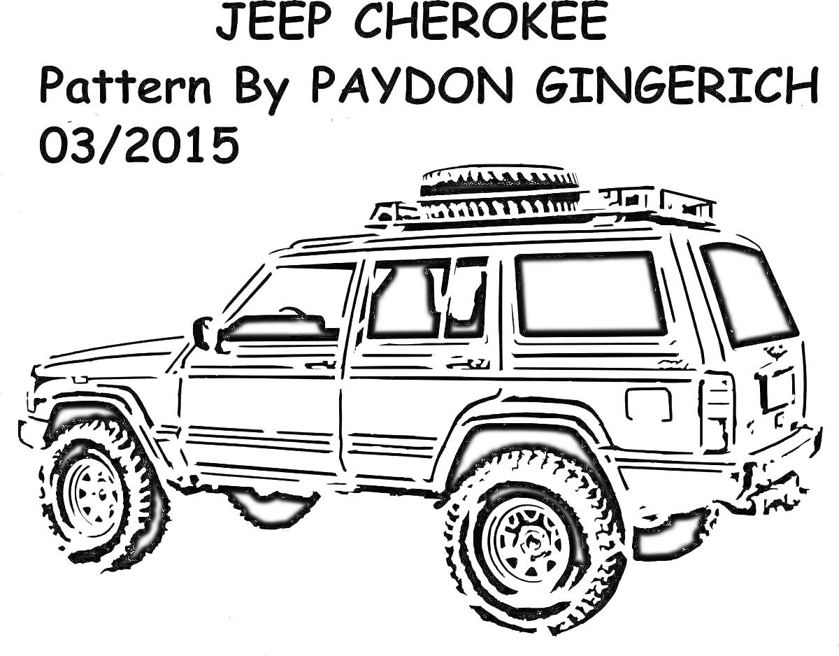 Раскраска Jeep Cherokee, рисунок с созданными пайдоном гингеричем, март 2015