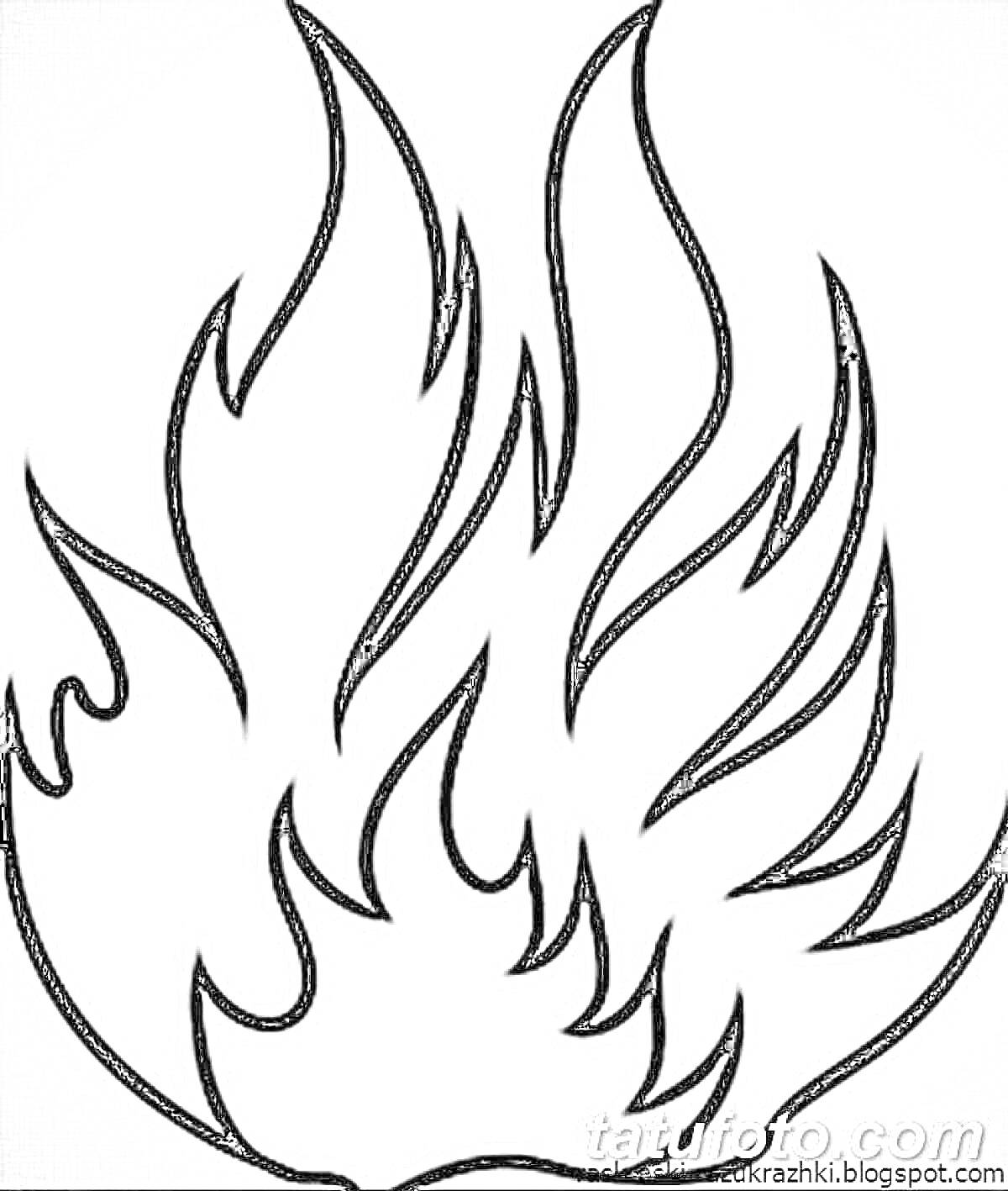 На раскраске изображено: Огонь, Пламя, Графика, Для детей, Контурные рисунки