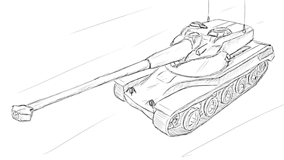 На раскраске изображено: Танк, Боевой танк, Гусеницы, Ствол, Движение, Техника