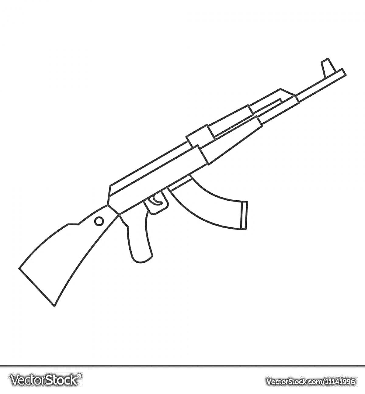 На раскраске изображено: АКМ, Автомат, Оружие, Боевая техника, Военное оружие