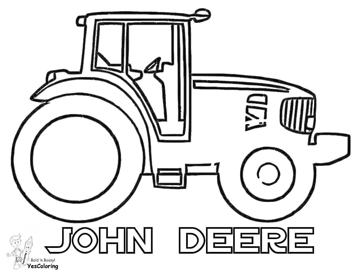 Трактор John Deere с текстом 