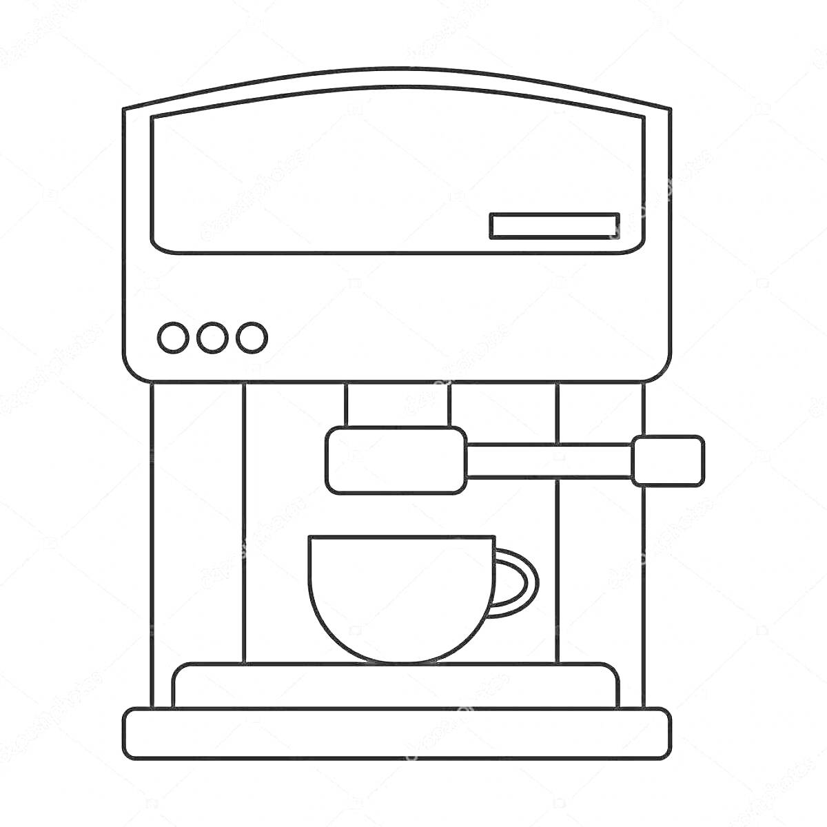 Раскраска Кофемашина с кнопками и чашкой