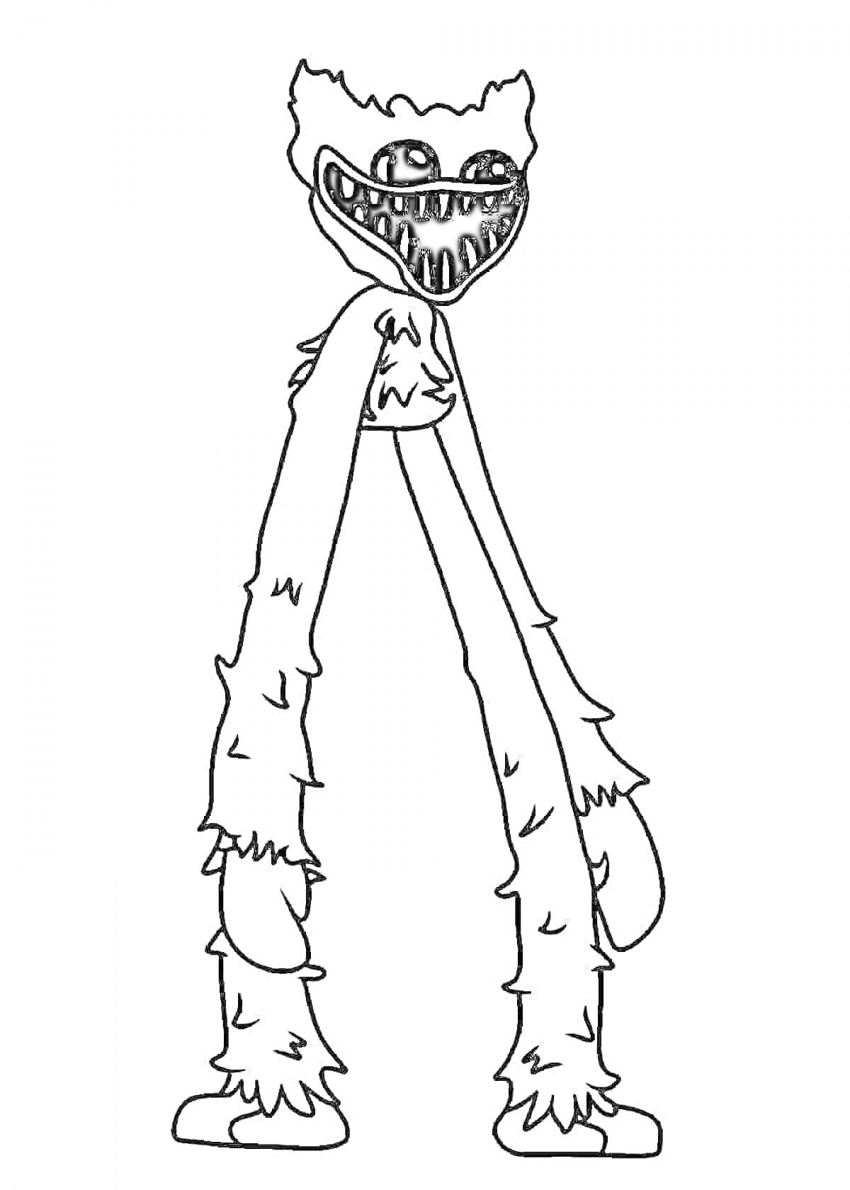 Раскраска Хагги Вагги с длинными руками и шерстяным телом