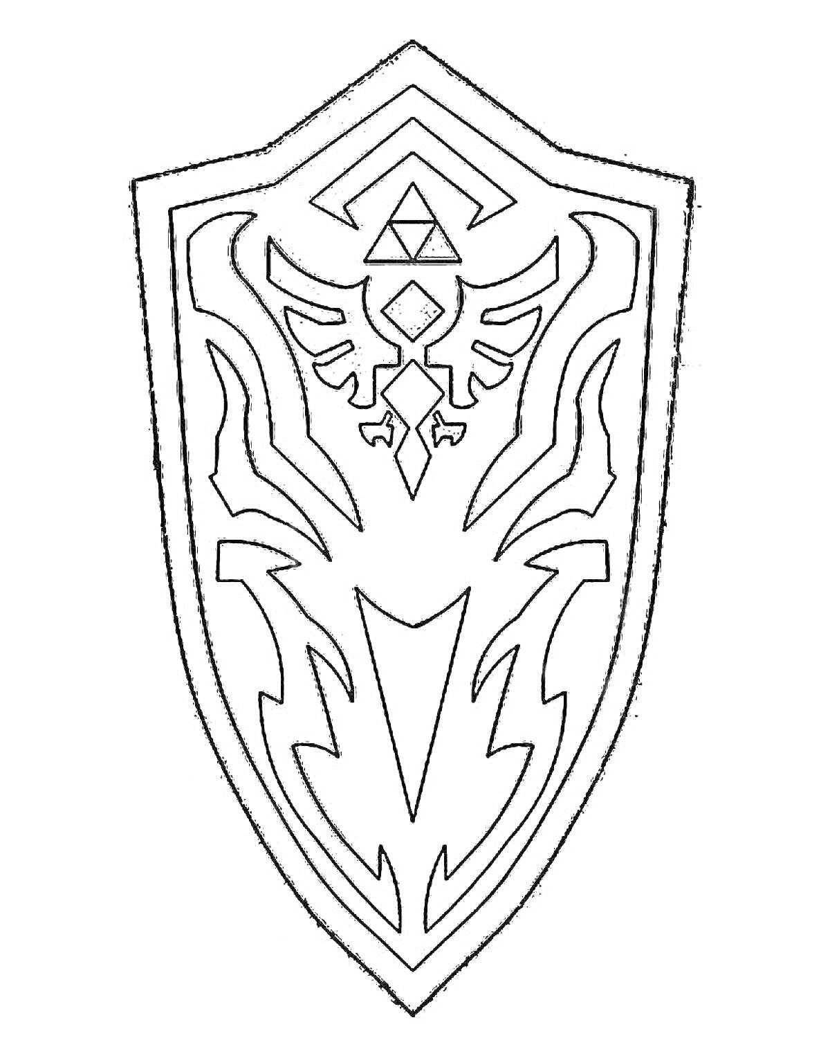 На раскраске изображено: Щит, Орел, Треугольники