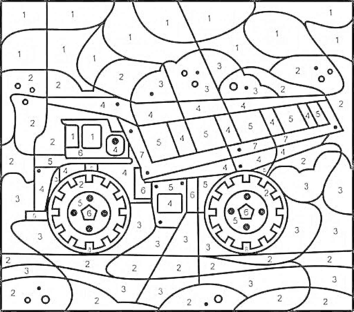 Раскраска Раскраска по номерам - грузовик