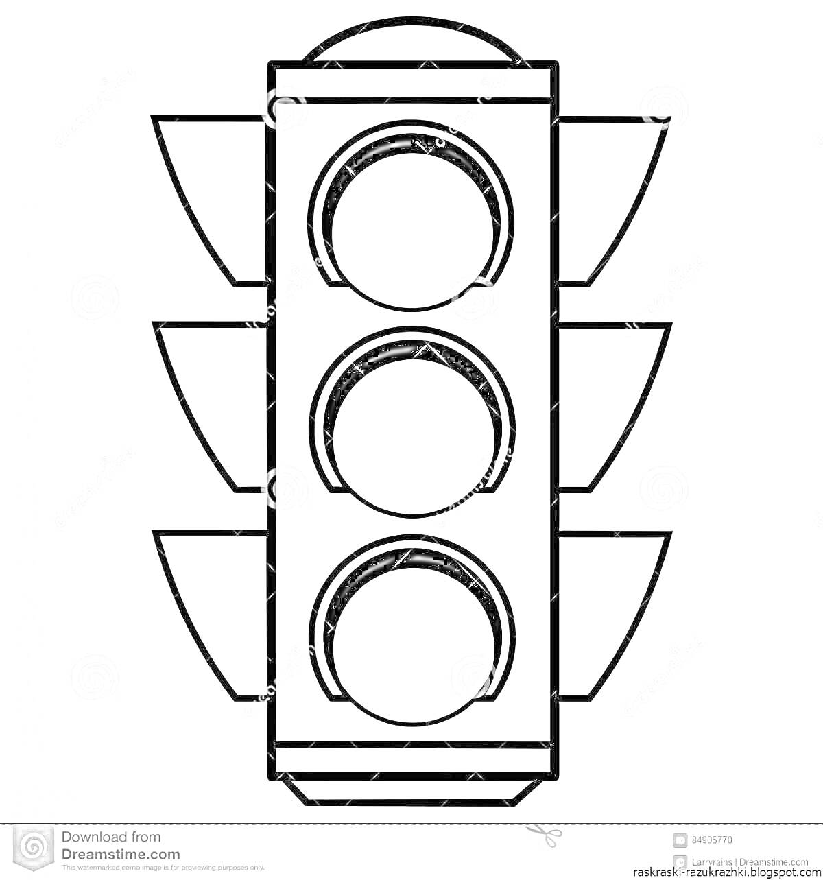 Раскраска Раскраска светофор с тремя сигналами