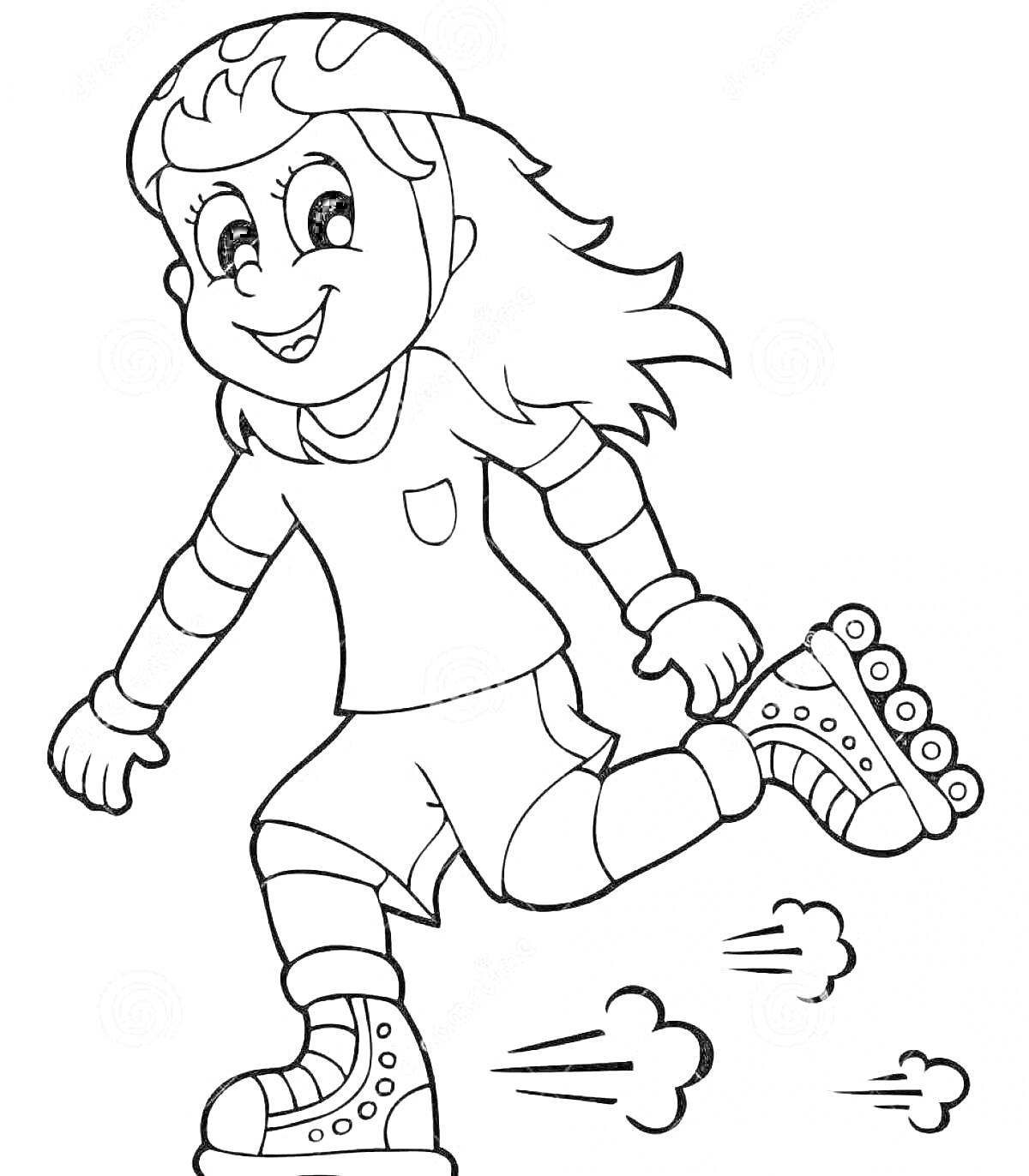 На раскраске изображено: Девочка, Спорт