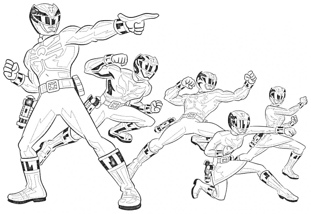 Раскраска Группа супергероев Петроникс в боевых позах