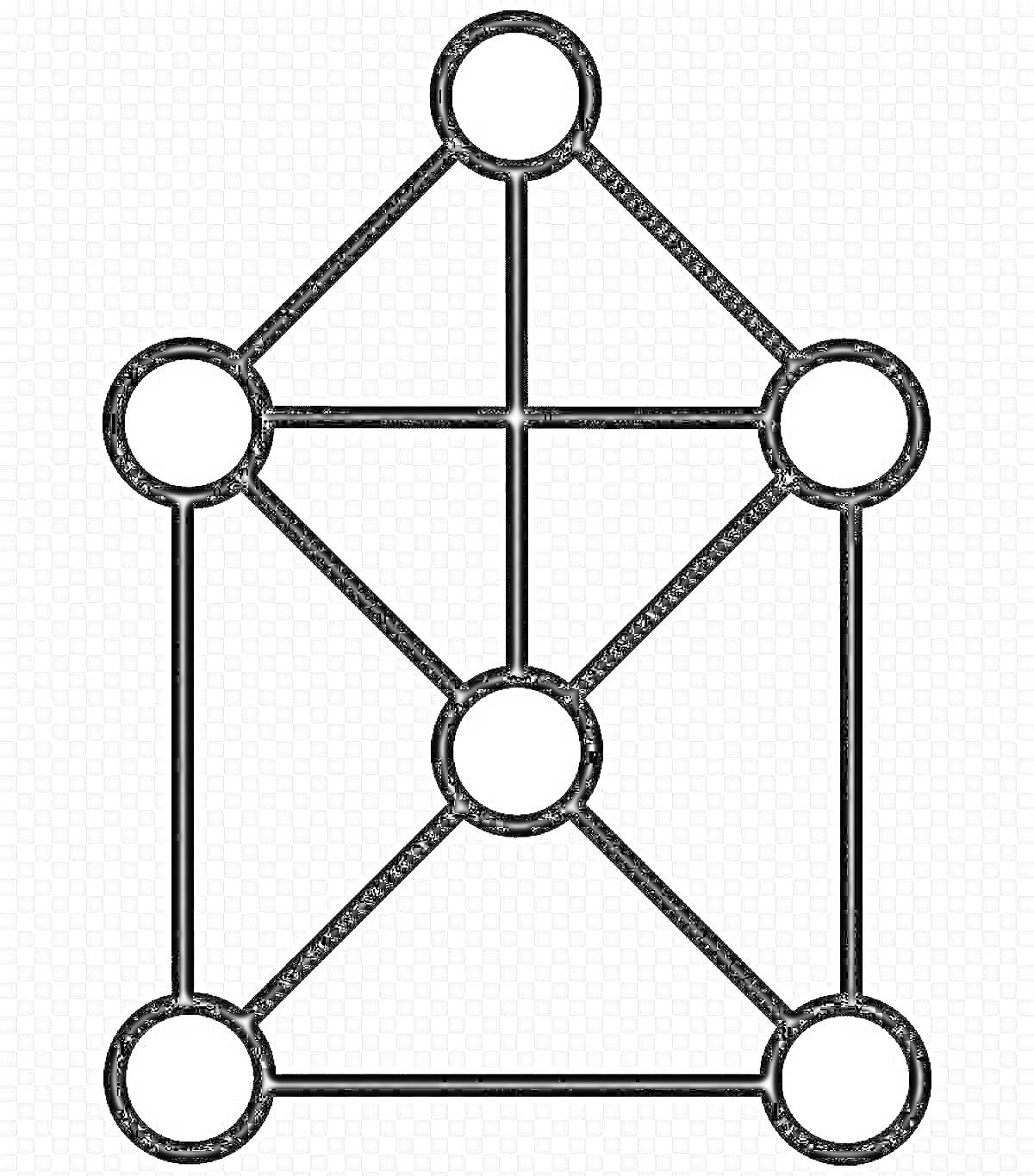 Раскраска Реберная графа с шестью вершинами и восемью ребрами