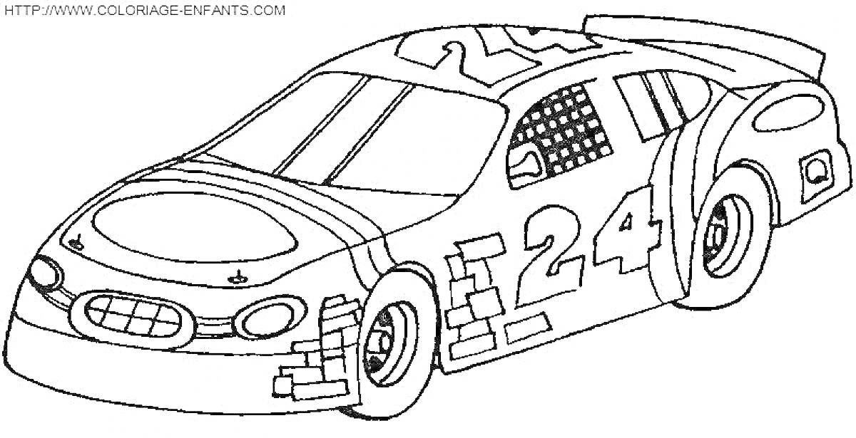 Раскраска Гоночный автомобиль с номером 