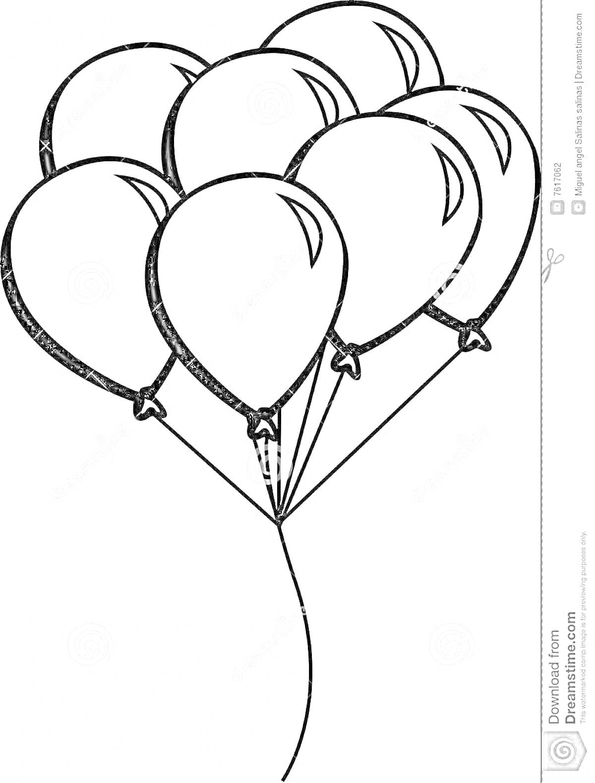 Раскраска Восемь воздушных шаров на нитке