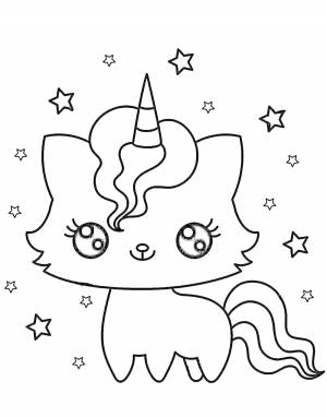 Раскраска котик единорог