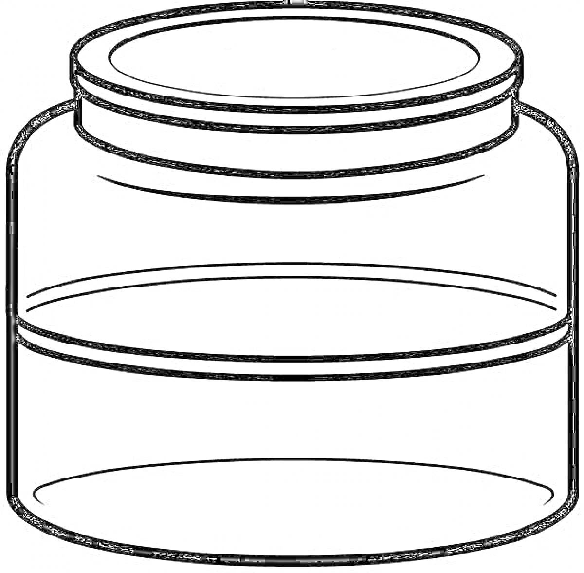 Раскраска Чёрно-белая раскраска баночки с крышкой в виде стеклянного контейнера
